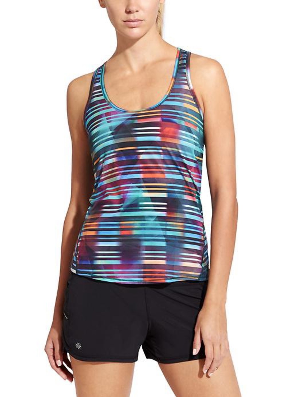 NWT Athleta Laser Beam Chi Tank in multicolored horizontal stripes, size XL